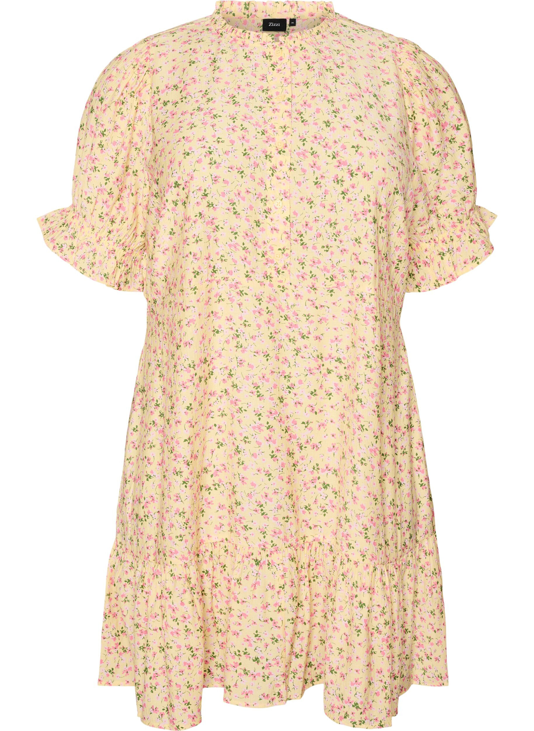 Korte viscose jurk met ruchesdetails