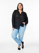 Gestreepte blouse met transparante strepen, Zwart, Model image number 1