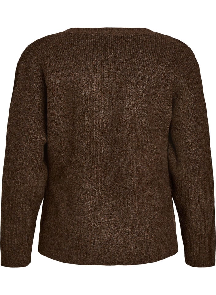 Gebreid vest met asymmetrische sluiting, Bruin, Packshot image number 1