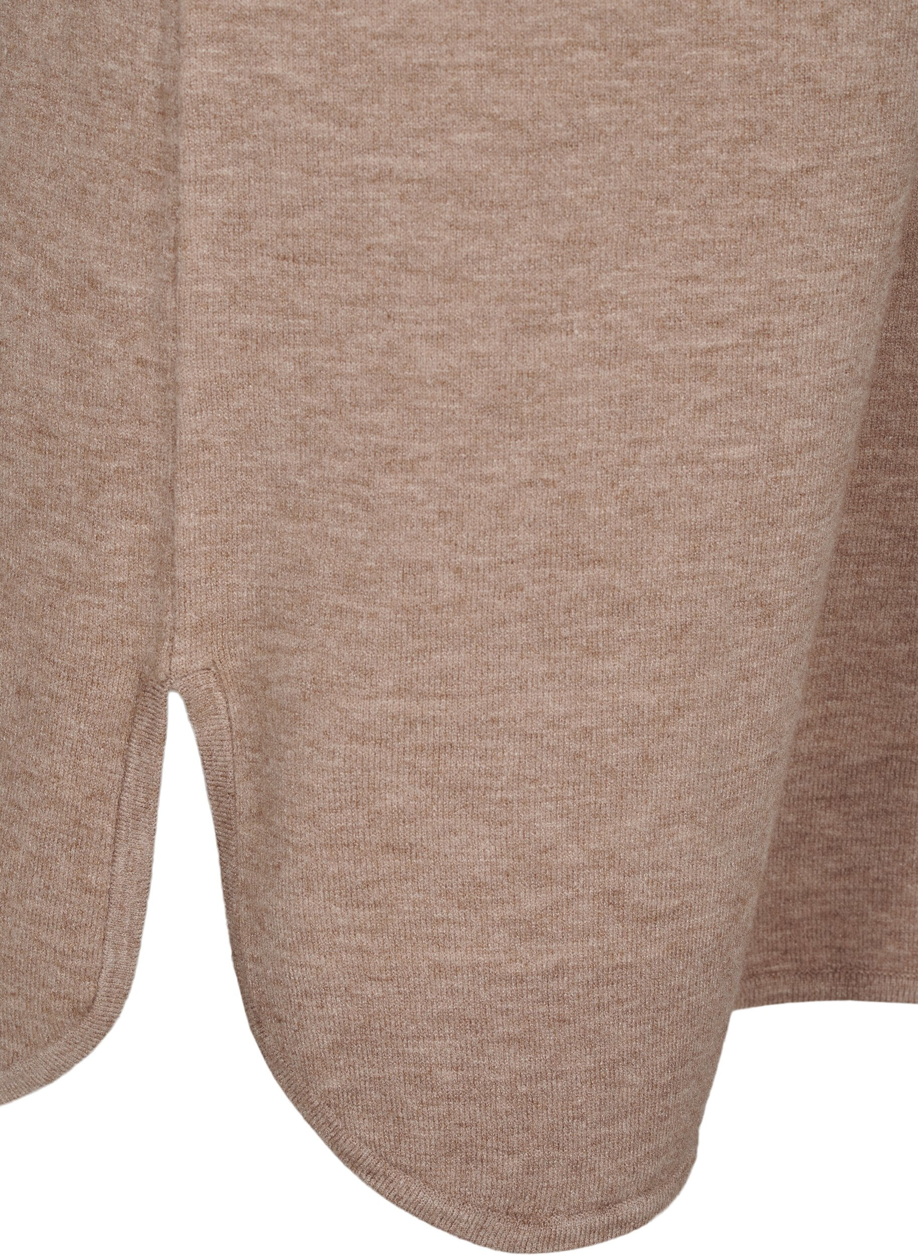 ZizziGebreide jurk met een ronde hals en gebreid patroon, Fossil Mel., Packshot image number 3