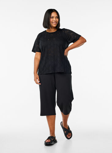 ZizziFLASH - Jersey T-shirt met oogjespatroon, Zwart, Model image number 1