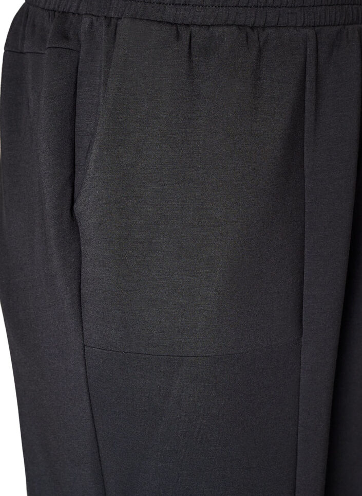 Jerseybroek met losse pasvorm, high waist en zakken, Zwart, Packshot image number 2