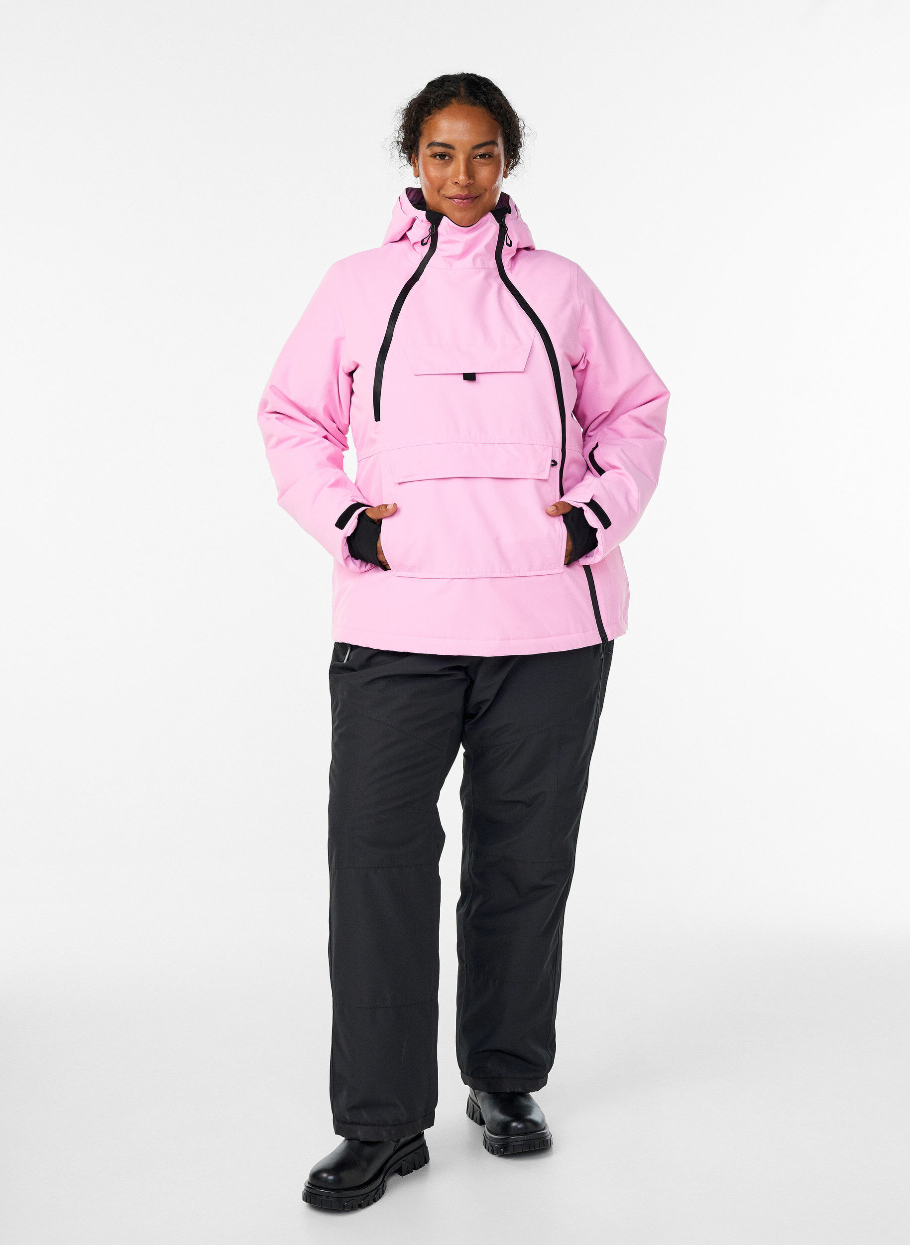 ZizziFunctionele ski-anorak met capuchon, Roze, Model image number 1