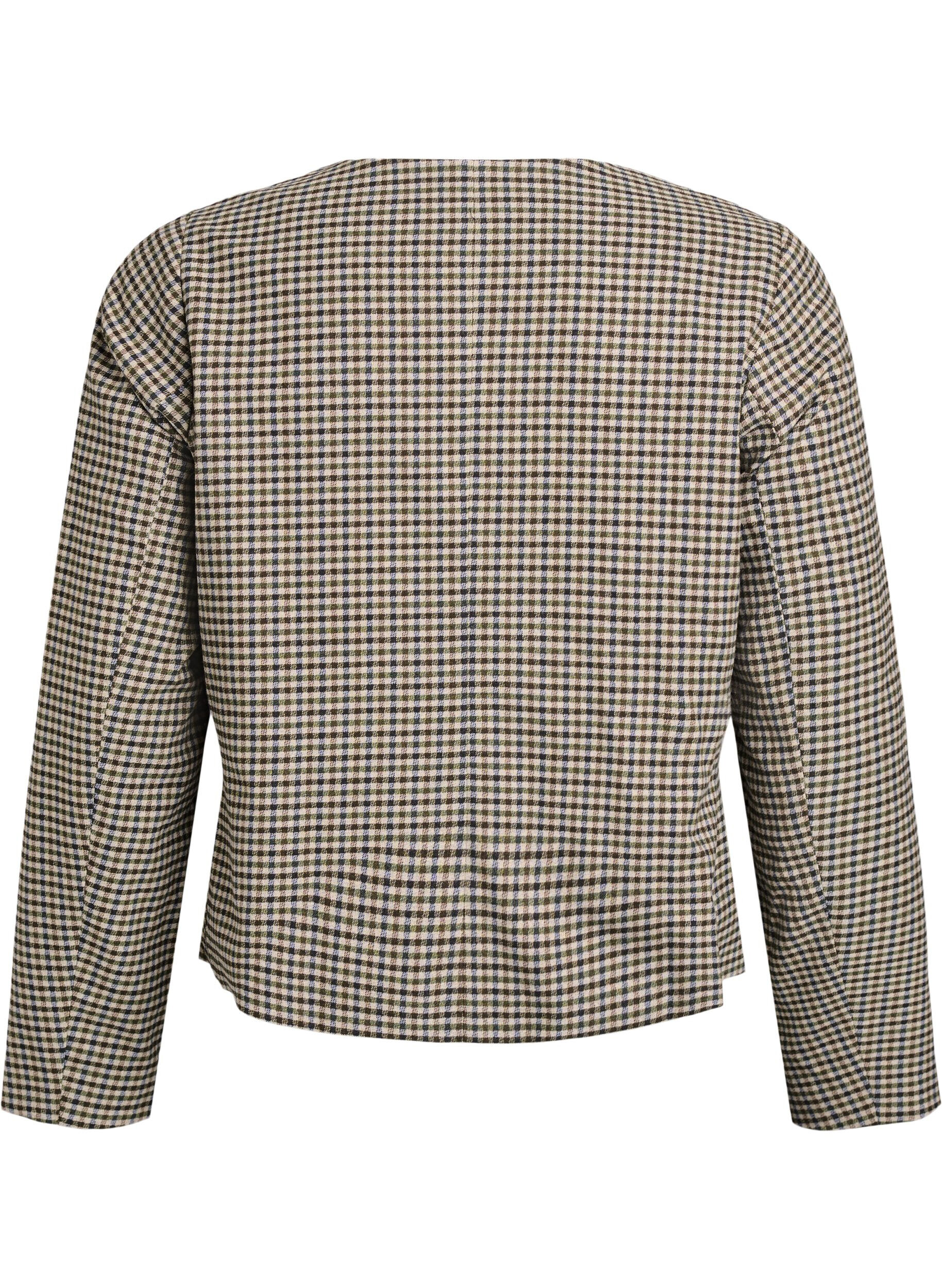 ZizziKorte jas met goudkleurige knopen, Bruin, Packshot image number 1