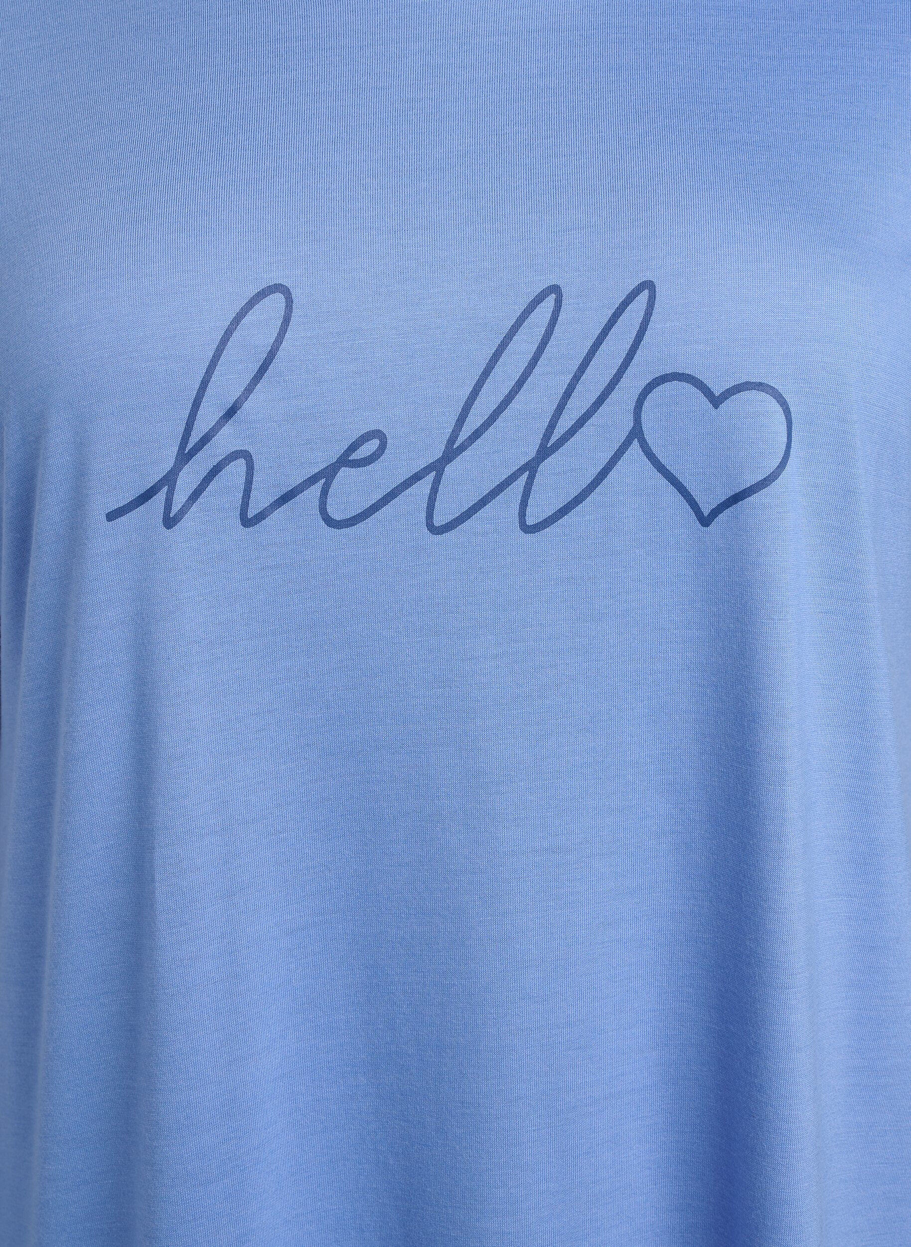 ZizziNachtjapon met korte mouwen en tekstopdruk, , Packshot image number 2