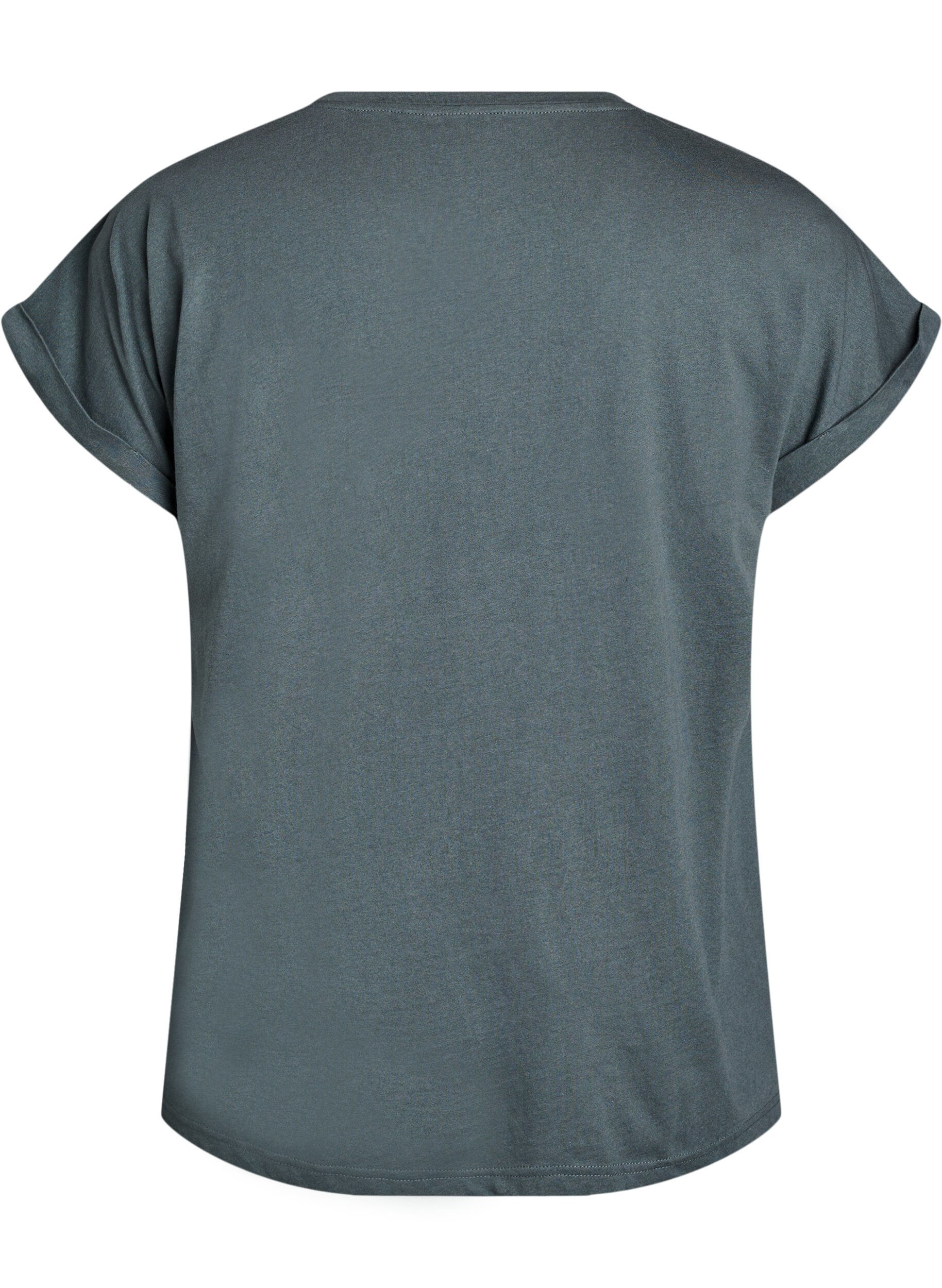 ZizziT-shirt met korte mouwen van katoenmix, Groen, Packshot image number 1