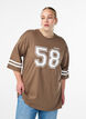 Oversized college T-shirt met 3/4 mouwen, Bruin, Model image number 0