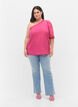 One-shoulder blouse in viscose, Roze, Model image number 1