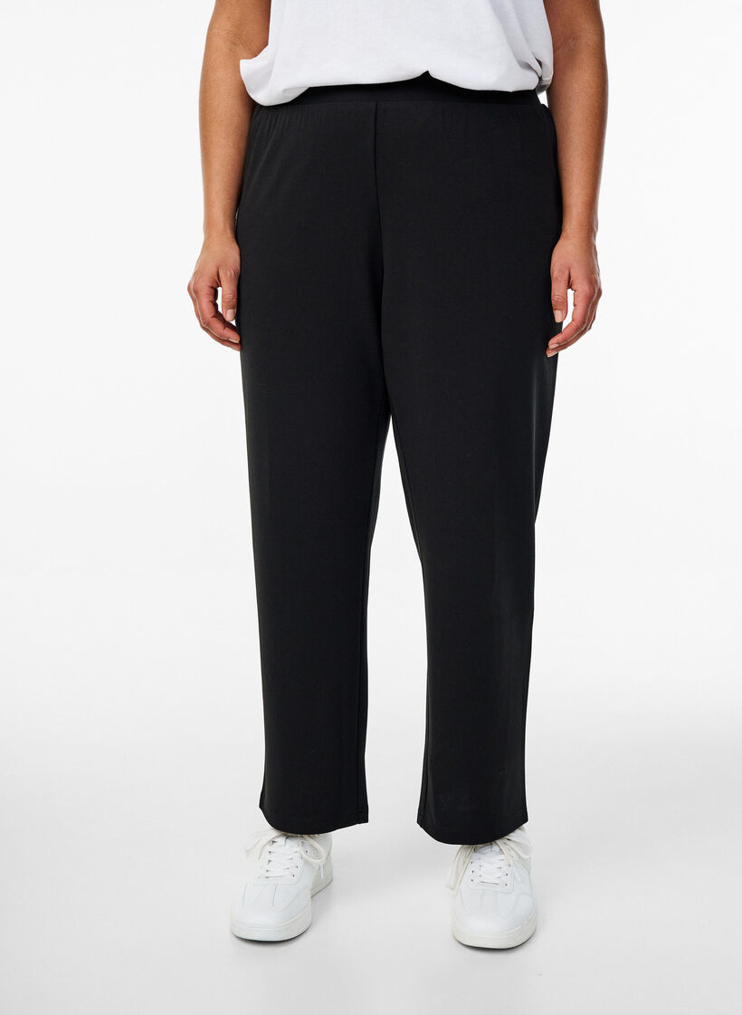 Broek met straight fit, Zwart, Model image number 2