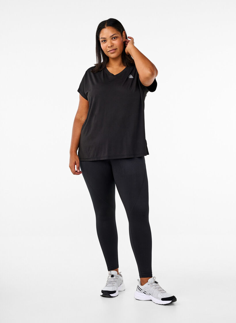 Sportlegging met fleecevoering, Zwart, Model image number 1