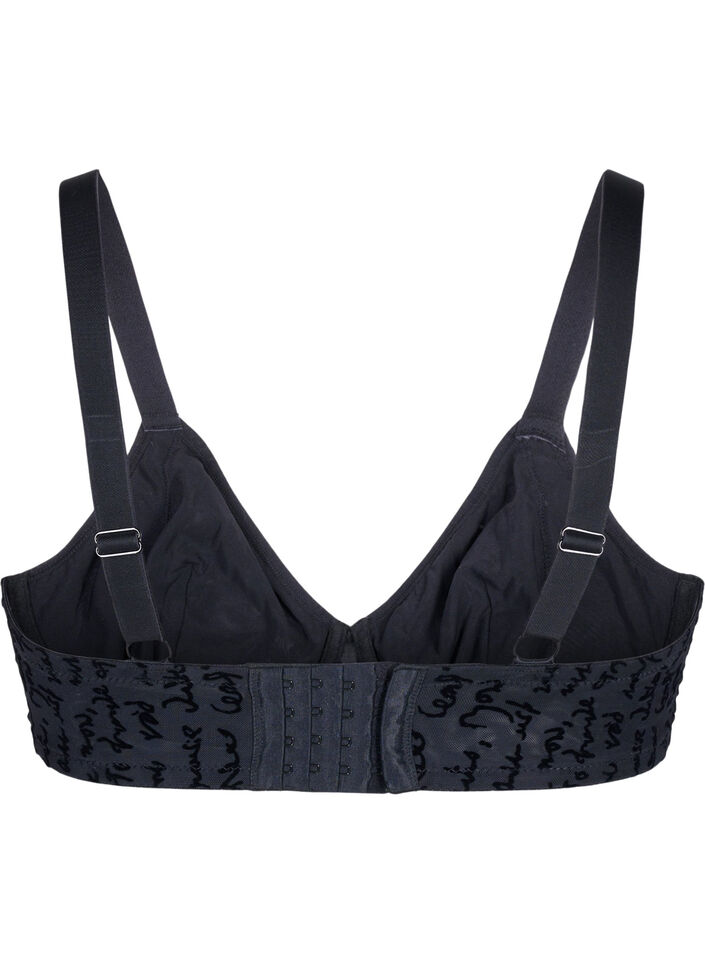 Beha met volledige bedekking en tekstopdruk, Black, Packshot image number 1