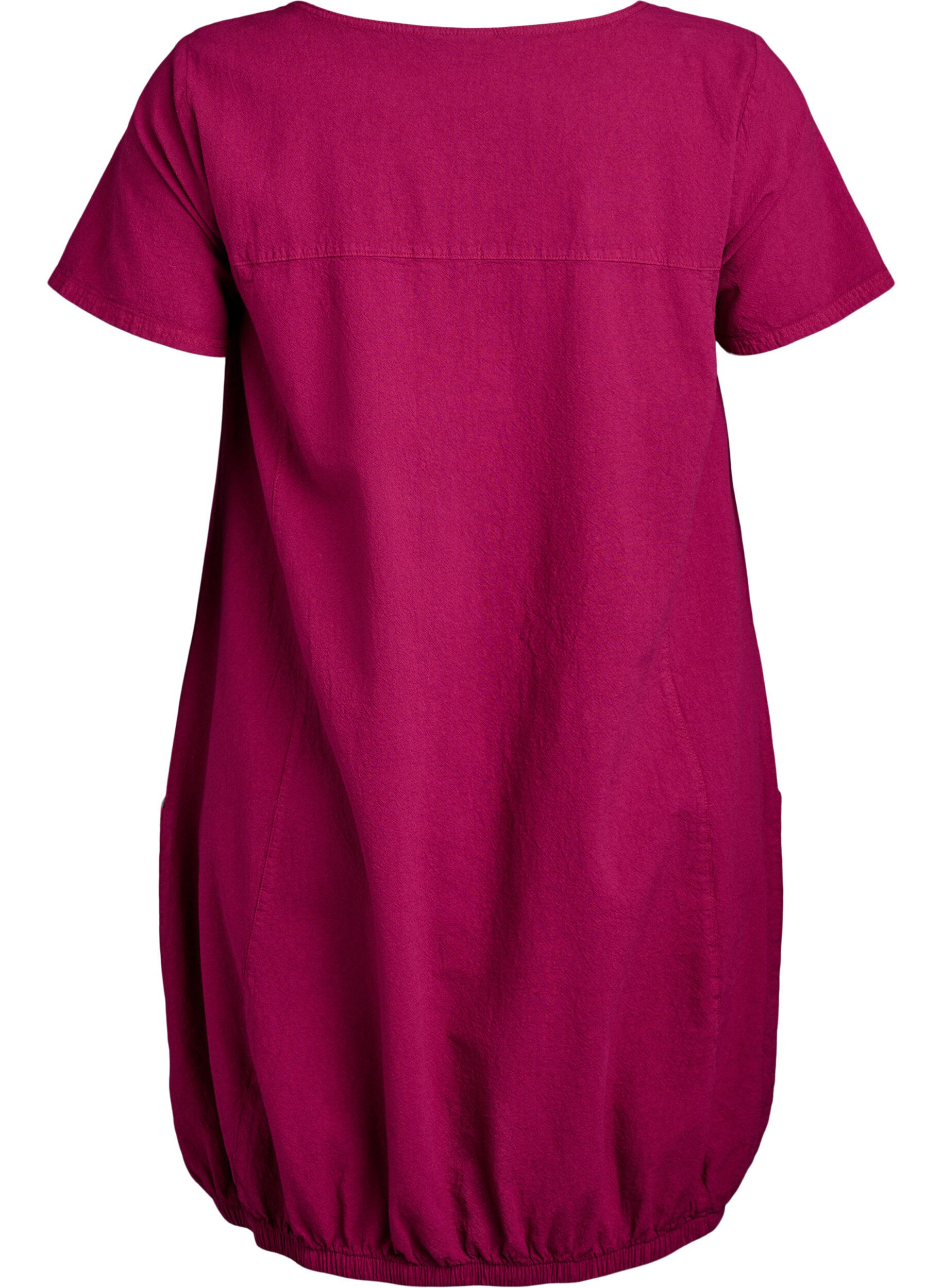 ZizziKatoenen jurk met korte mouwen, Rood, Packshot image number 1