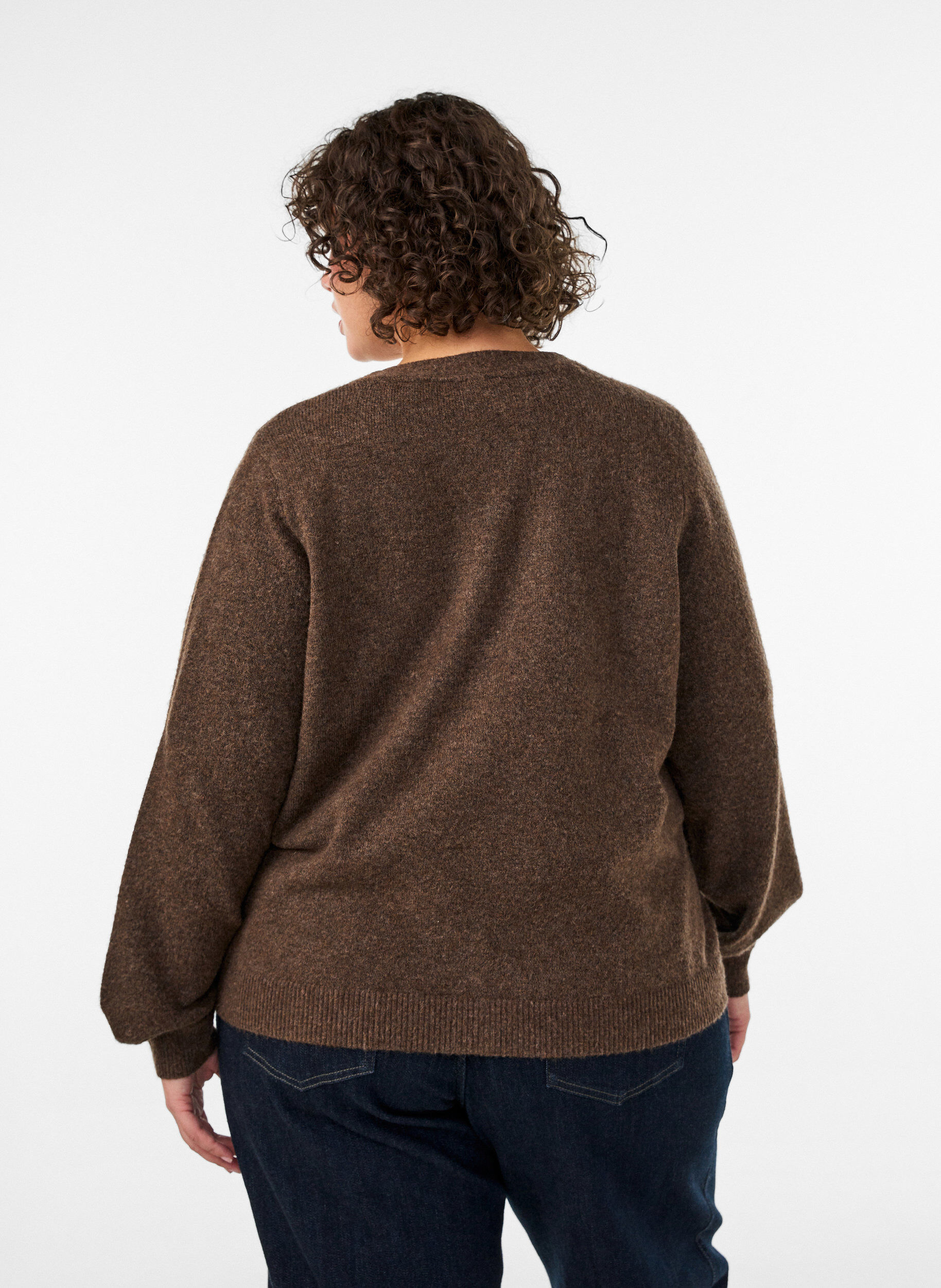 ZizziVest met decoratieve knopen en V-hals, Bruin, Model image number 2