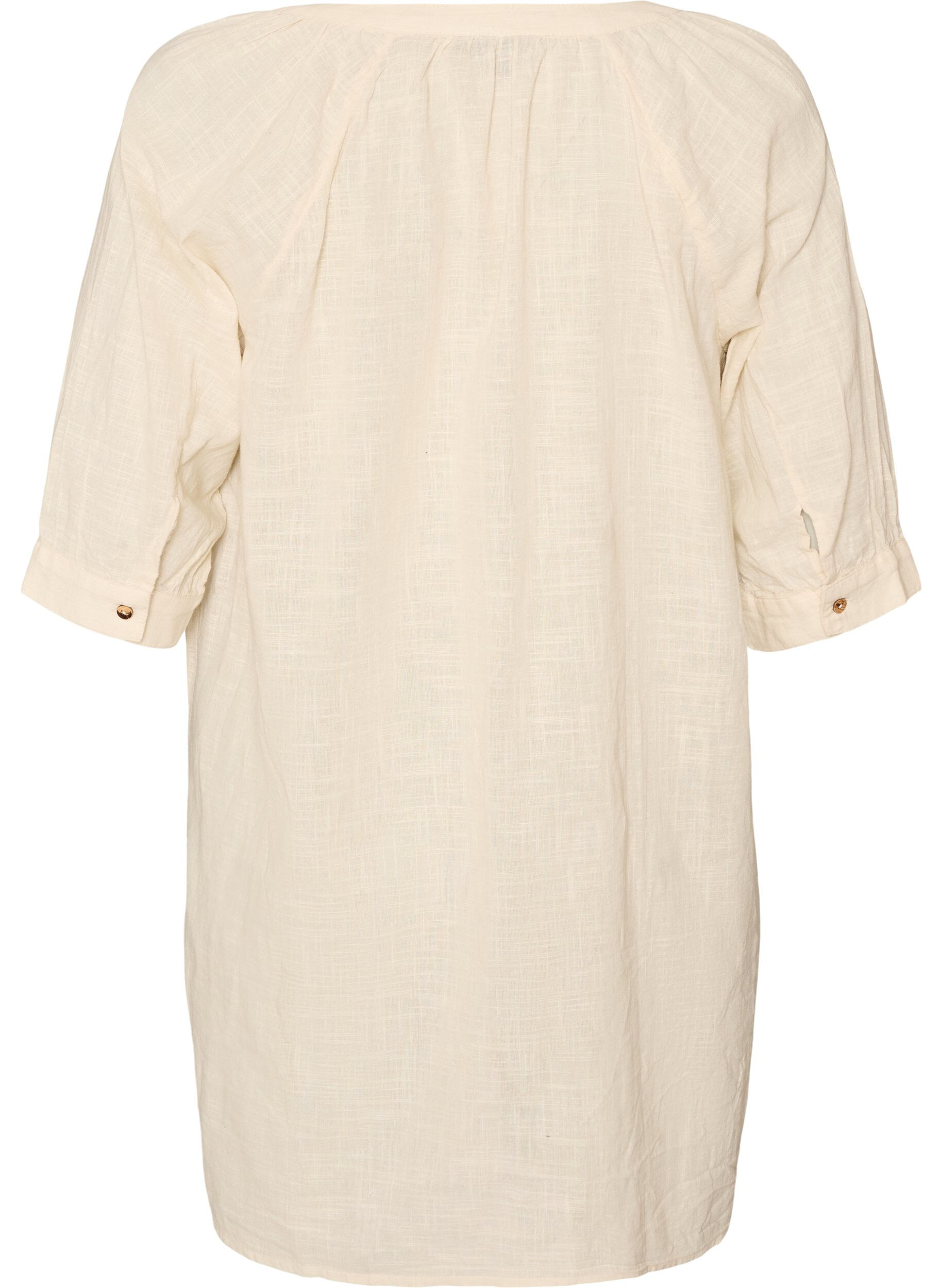ZizziKatoenen tuniek met V-hals, Vanille, Packshot image number 1