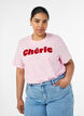 Organisch katoenen T-shirt met print aan de voorkant, Roze, Model image number 0