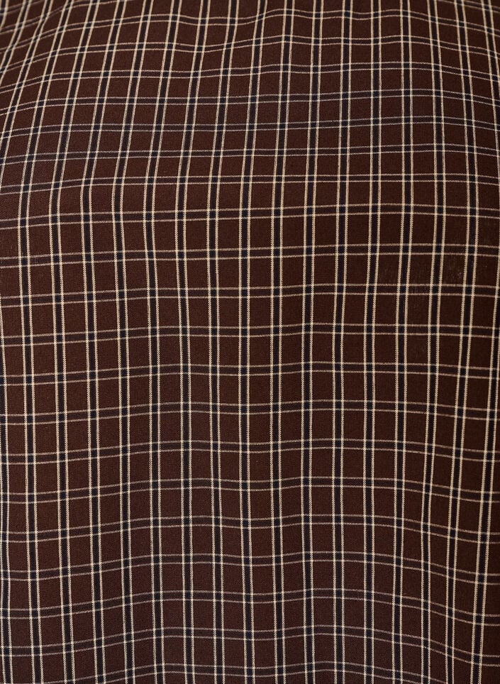 Geruite top met asymmetrische kanten afwerking, Bruin, Packshot image number 2