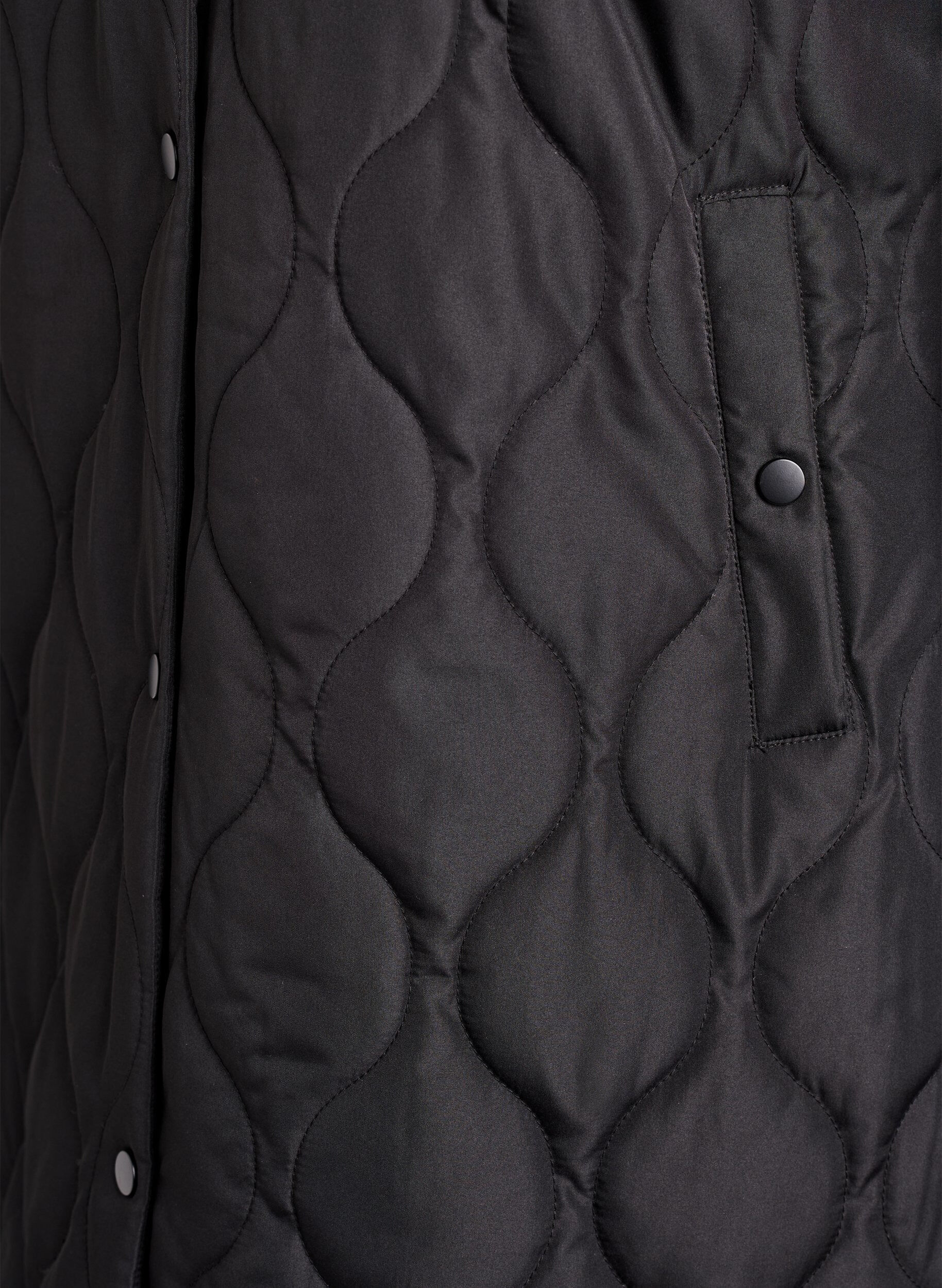 ZizziHalflange gewatteerde jas met een capuchon, Zwart, Packshot image number 3