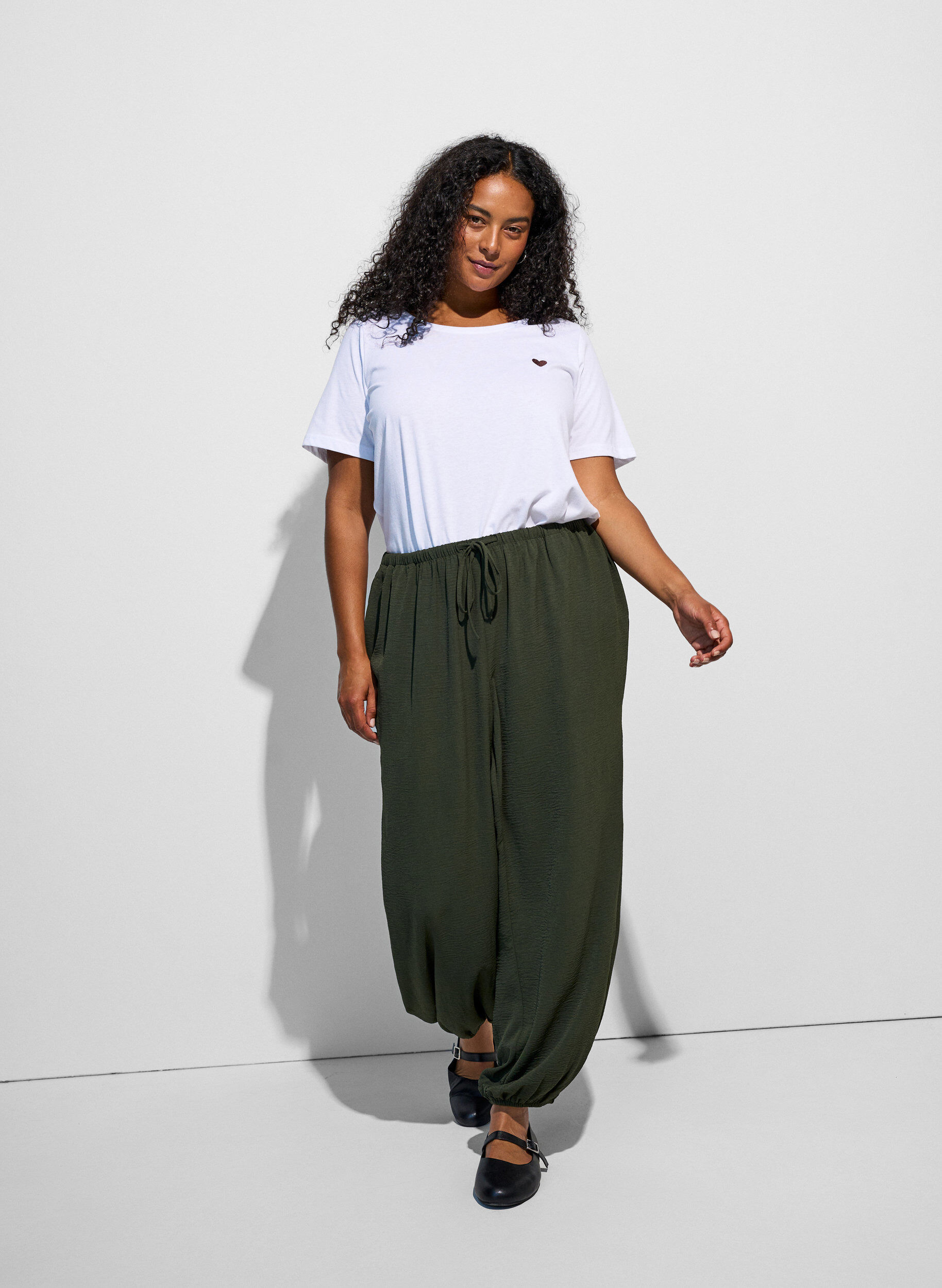 Ballonbroek met hoge taille, Groen, Model