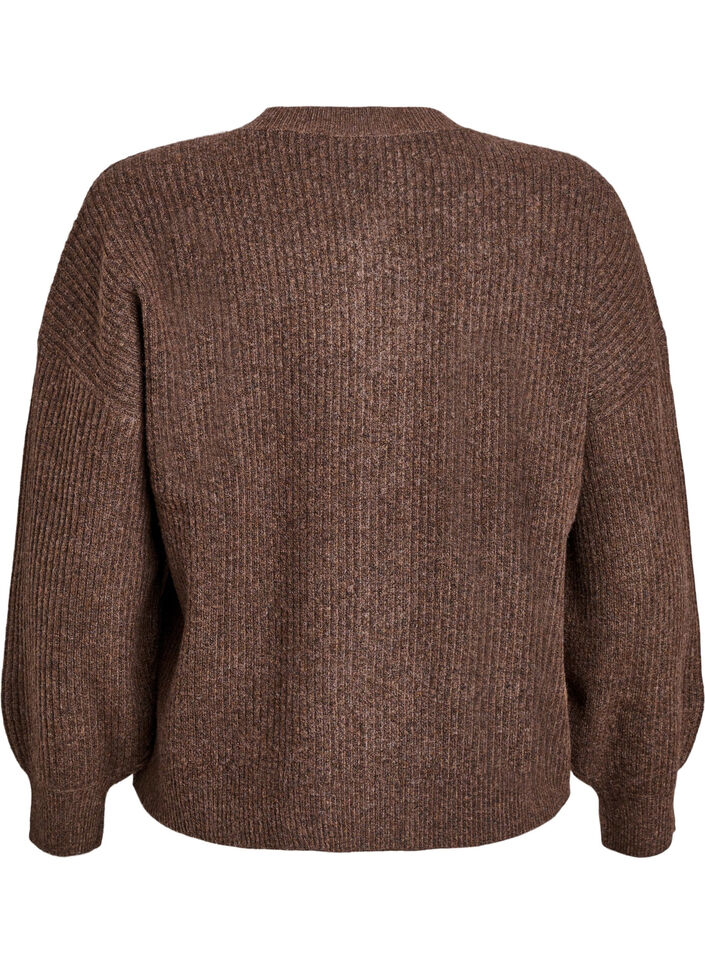 Vest van ribtricot met knopen, Bruin, Packshot image number 1