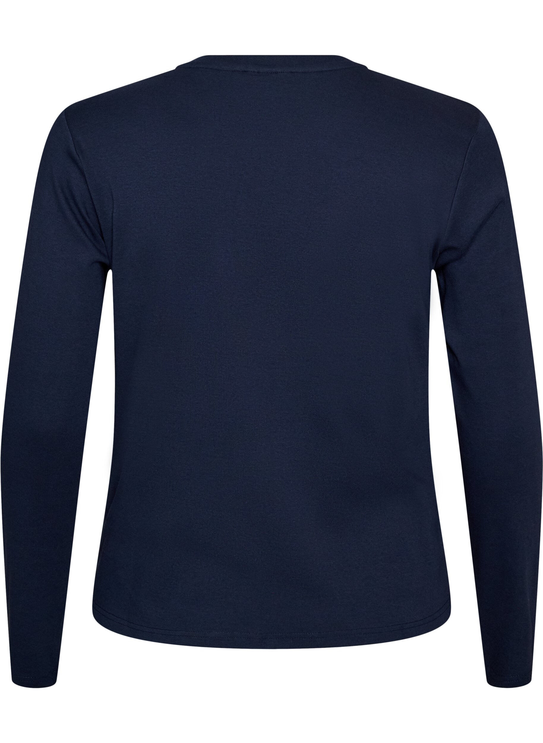 ZizziBasic T-shirt met ronde hals en lange mouwen, Blauw, Packshot image number 1