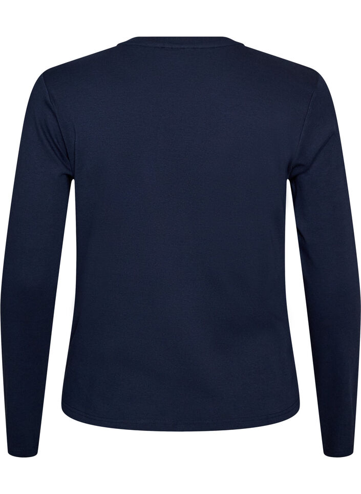 Basic T-shirt met ronde hals en lange mouwen, Blauw, Packshot image number 1