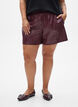 Losse imitatieleer shorts met elastische tailleband, Donker Bordeaux, Model image number 3