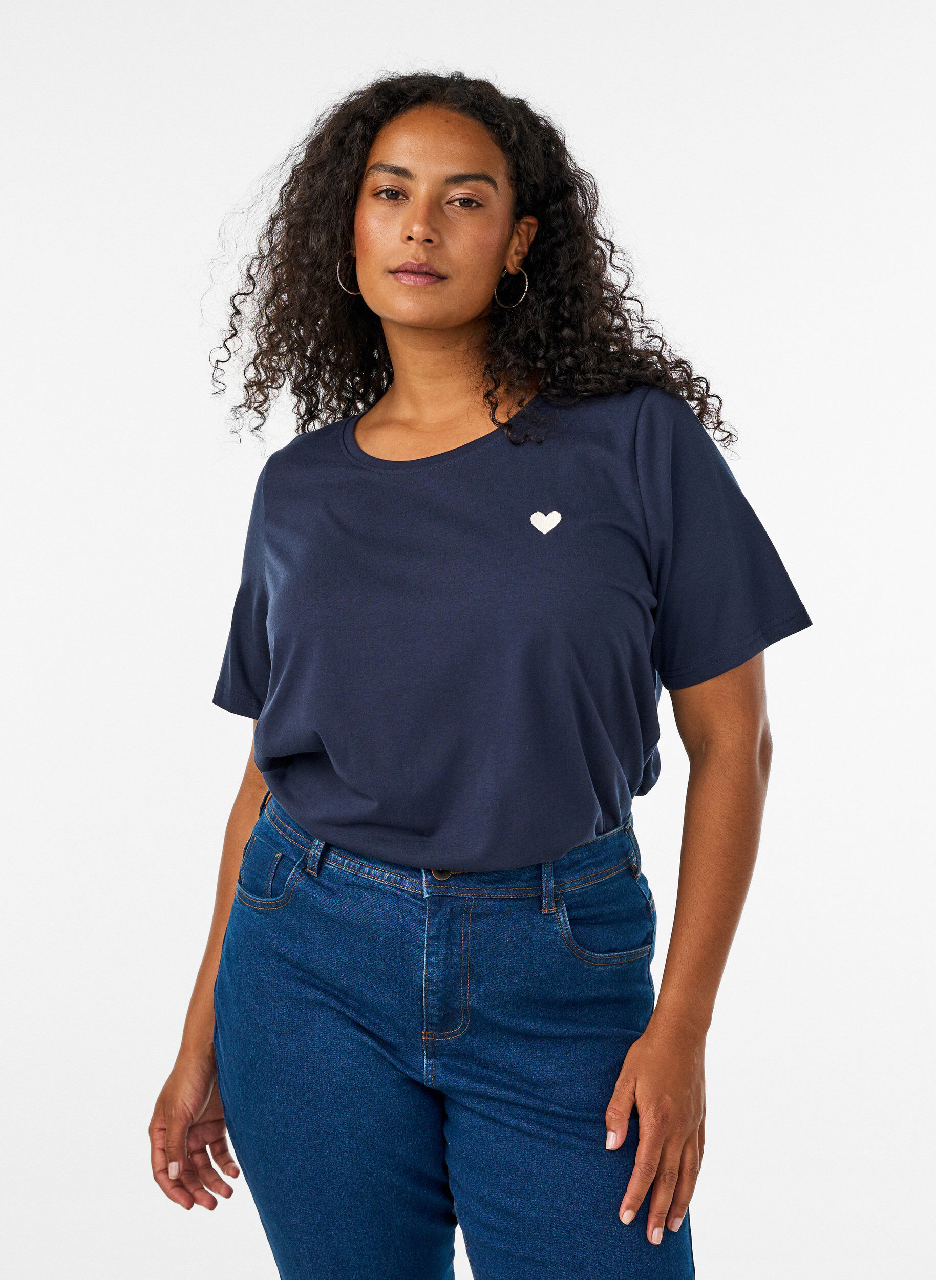 T-shirt met print, Blauw, Model