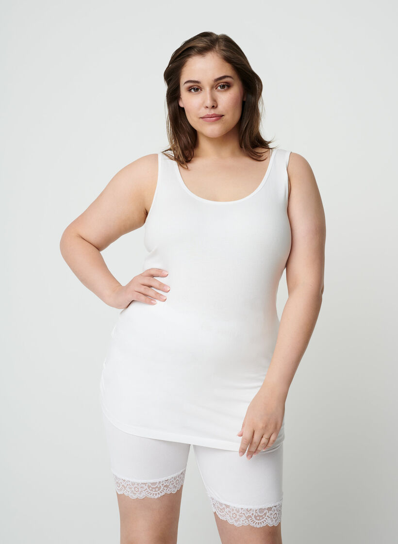 Fietsbroekje met kanten rand, Wit, Model image number 0