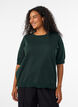 Fijngebreide blouse met korte mouwen, Groen, Model image number 0