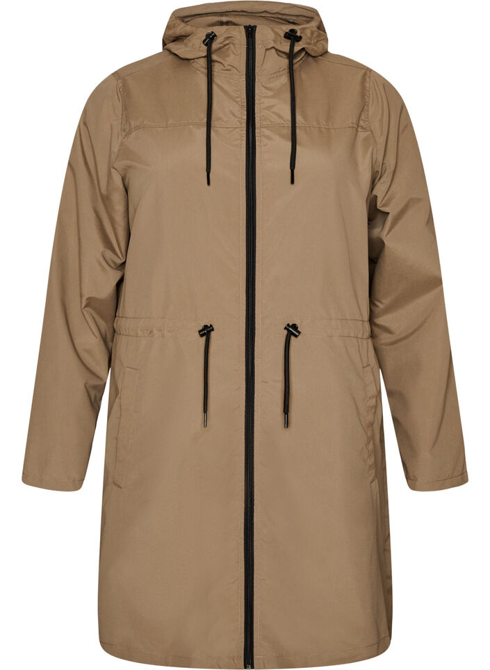 Lichtgewicht parka met een capuchon, Bruin, Packshot image number 0