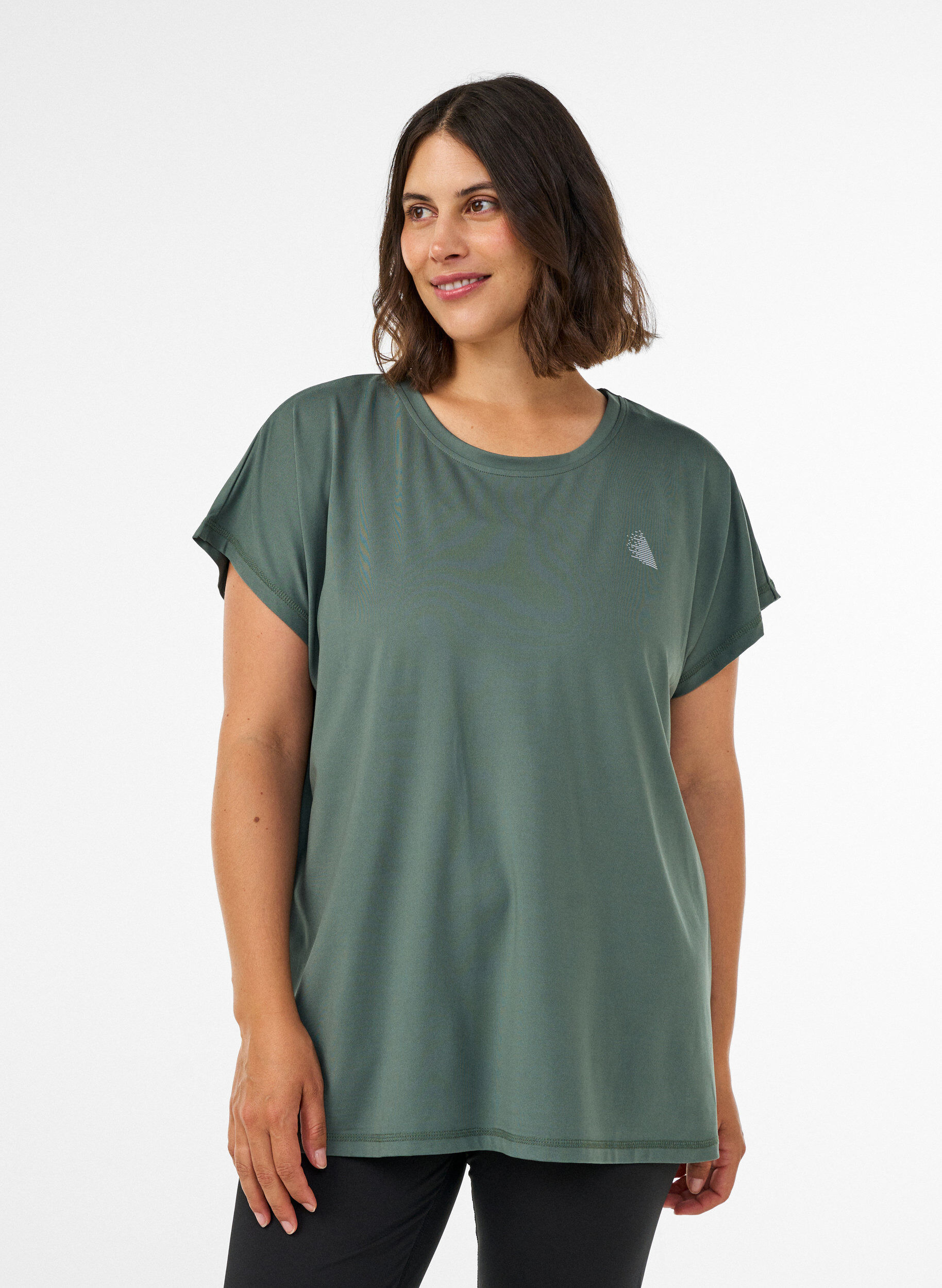 Effen gekleurd trainingsshirt, Groen, Model