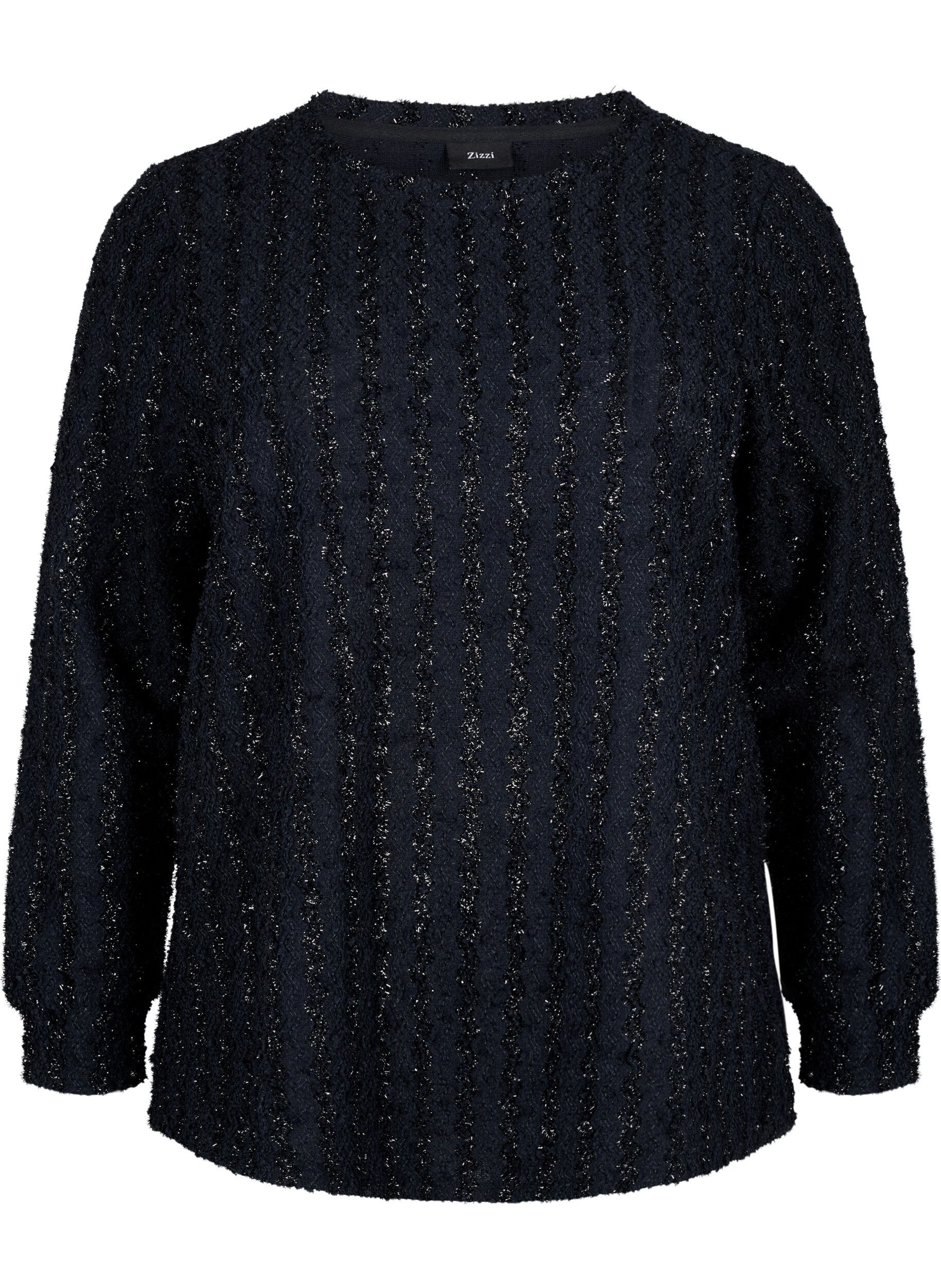 ZizziBlouse met glanzende structuur, Zwart, Packshot image number 0