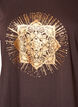 T-shirt met decoratieve print aan de voorkant, Bruin, Packshot image number 2