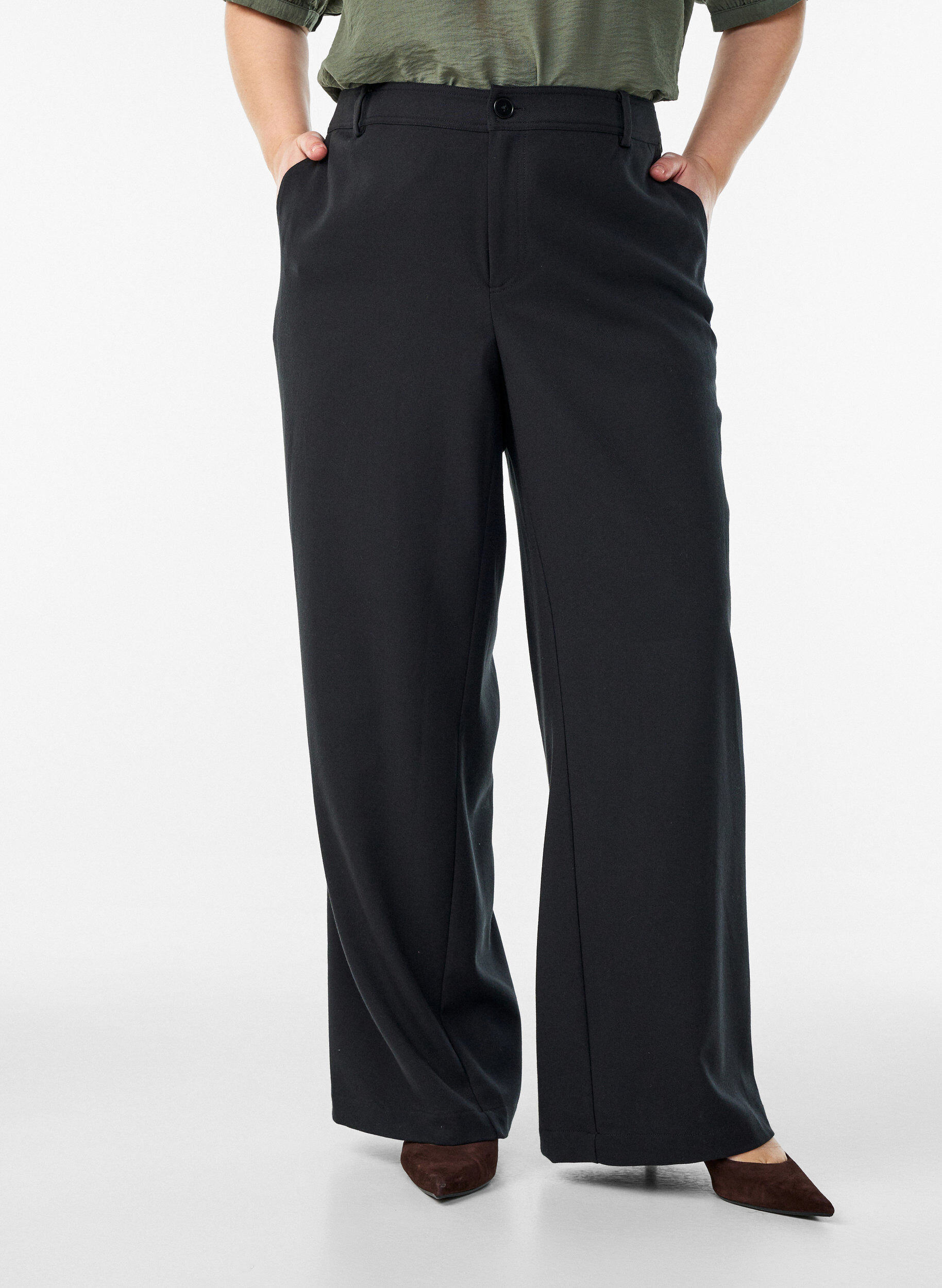 ZizziPantalon met hoge taille en straight-fit, Zwart, Model image number 2