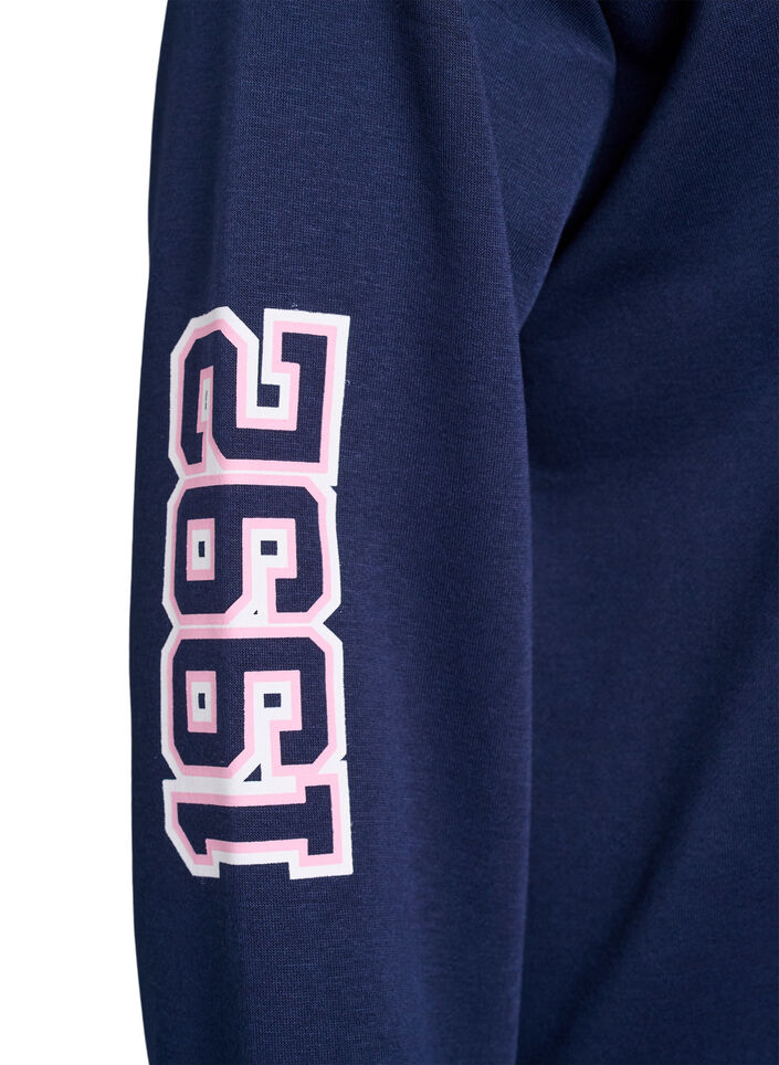 Sweatshirt met statementprint op de mouwen en achterkant, Navy Blazer, Packshot