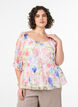 Blouse en lyocell &agrave; imprim&eacute; floral et d&eacute;collet&eacute; en c&oelig;ur, Blanc, Model image number 0