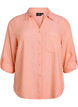 Linnen en viscose shirt met 3/4 mouwen, Oranje, Packshot image number 0