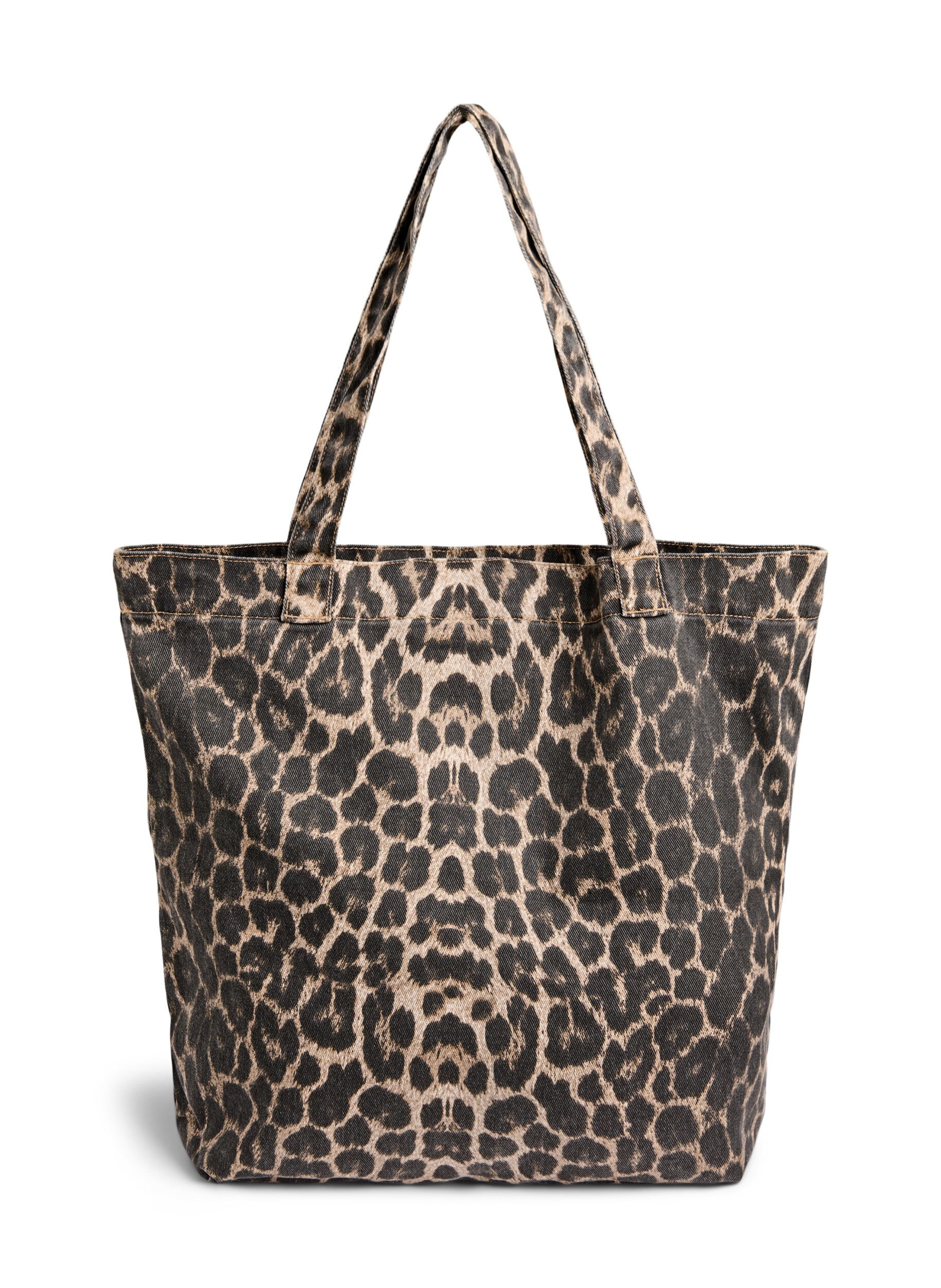 ZizziDenim shopper met luipaardprint, Bruin, Packshot image number 1