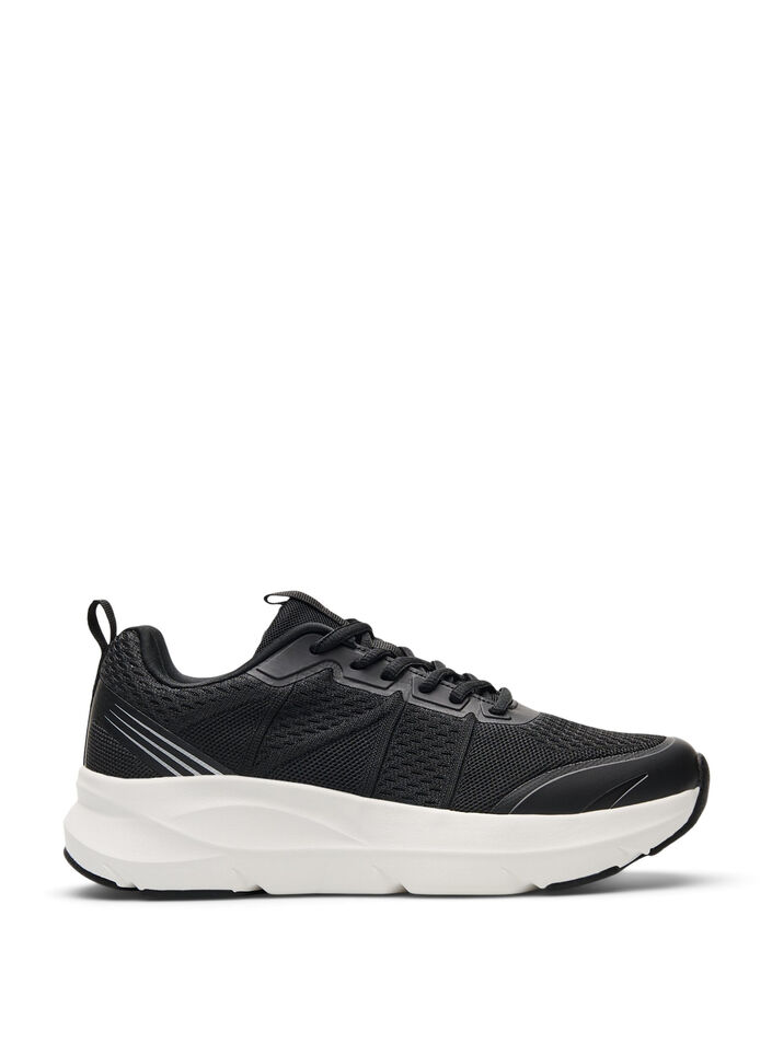 Wide fit - Comfort sneakers met schokabsorberende zool, Black, Packshot
