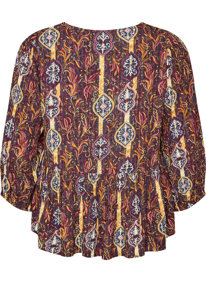 Blouse met paisleyprint en kanten detail, Paars, Packshot image number 1