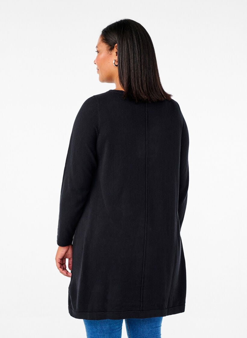 Gebreide jurk in katoen-viscose blend, Zwart, Model image number 2