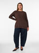 Jersey blouse met asymmetrische kanten rand, Bruin, Model image number 1