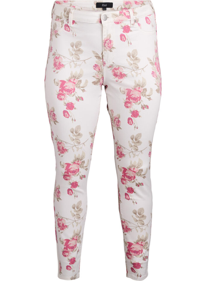Superslanke Amy jeans met bloemenprint, Vanille, Packshot image number 0