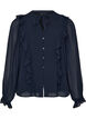 Transparante blouse met ruches en striksluiting, Blauw, Packshot image number 0