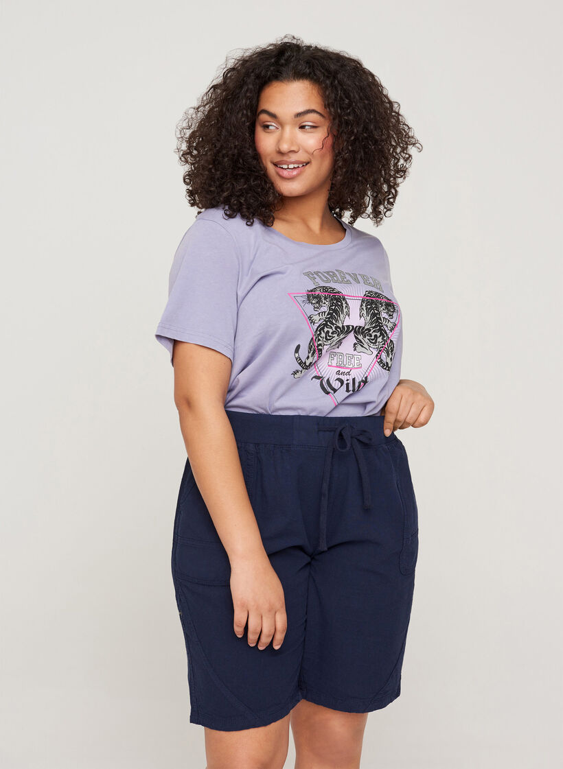 Losse short met zakken in katoen, Night Sky, Model
