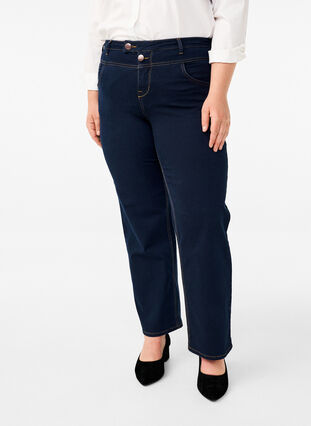 ZizziRegular fit Gemma jeans met hoge taille, Blue denim, Packshot image number 2