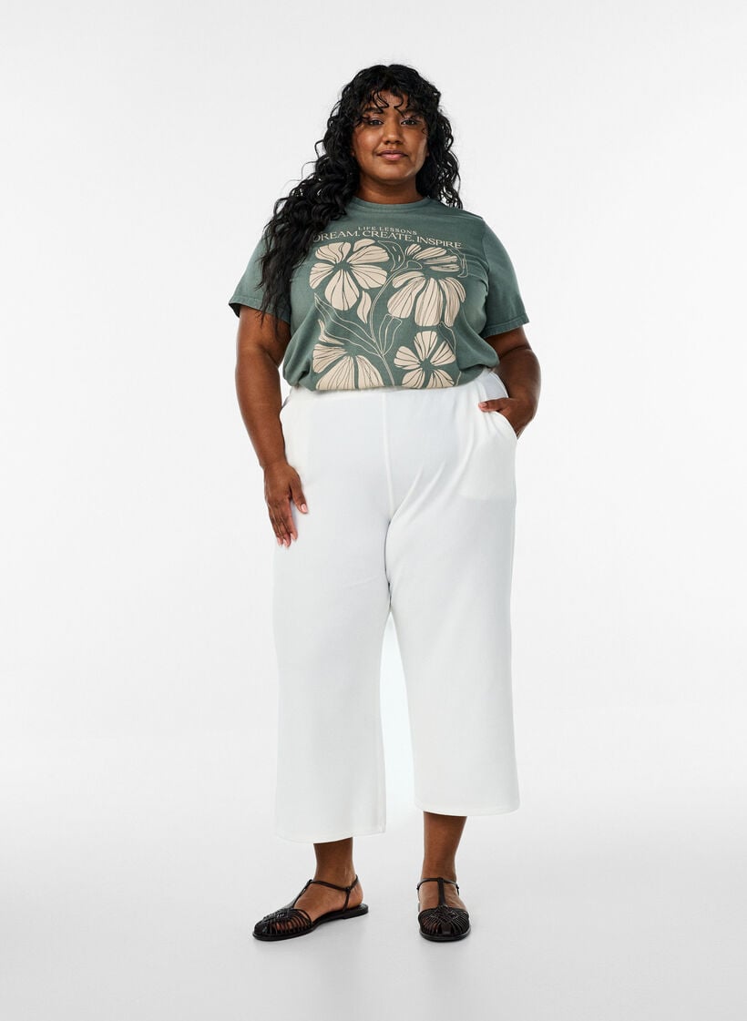 Losse broek met 7/8 lengte, Beige, Model image number 0