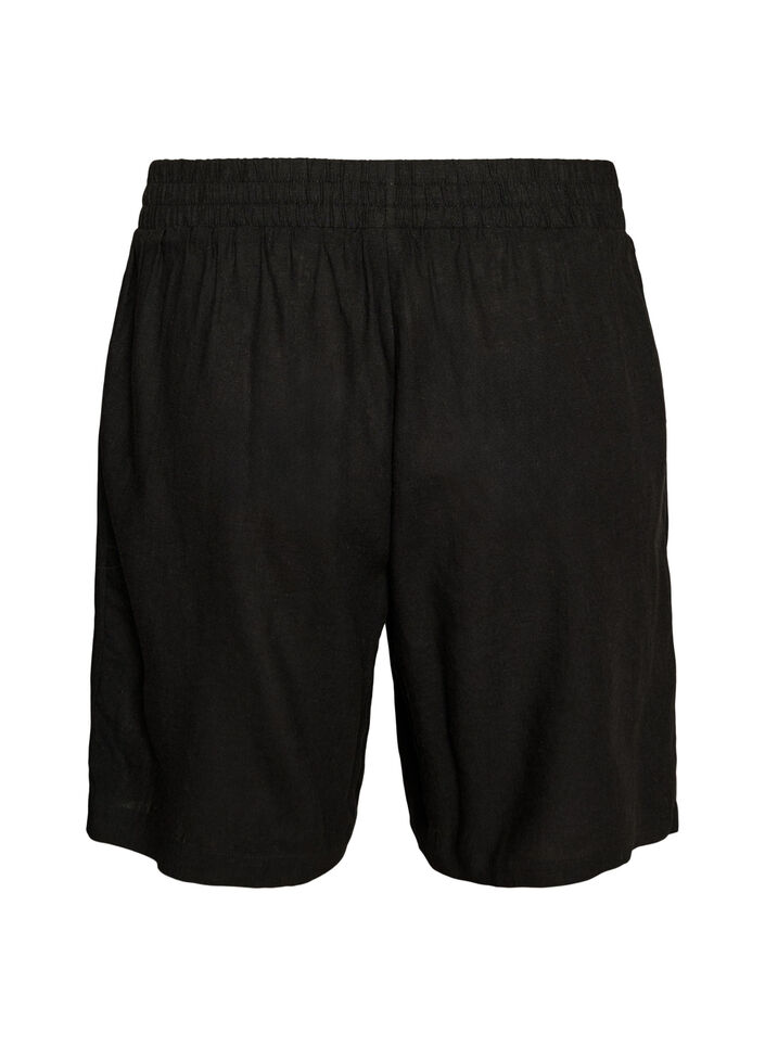 Shorts met hoge taille in linnen en viscose, Zwart, Packshot image number 1
