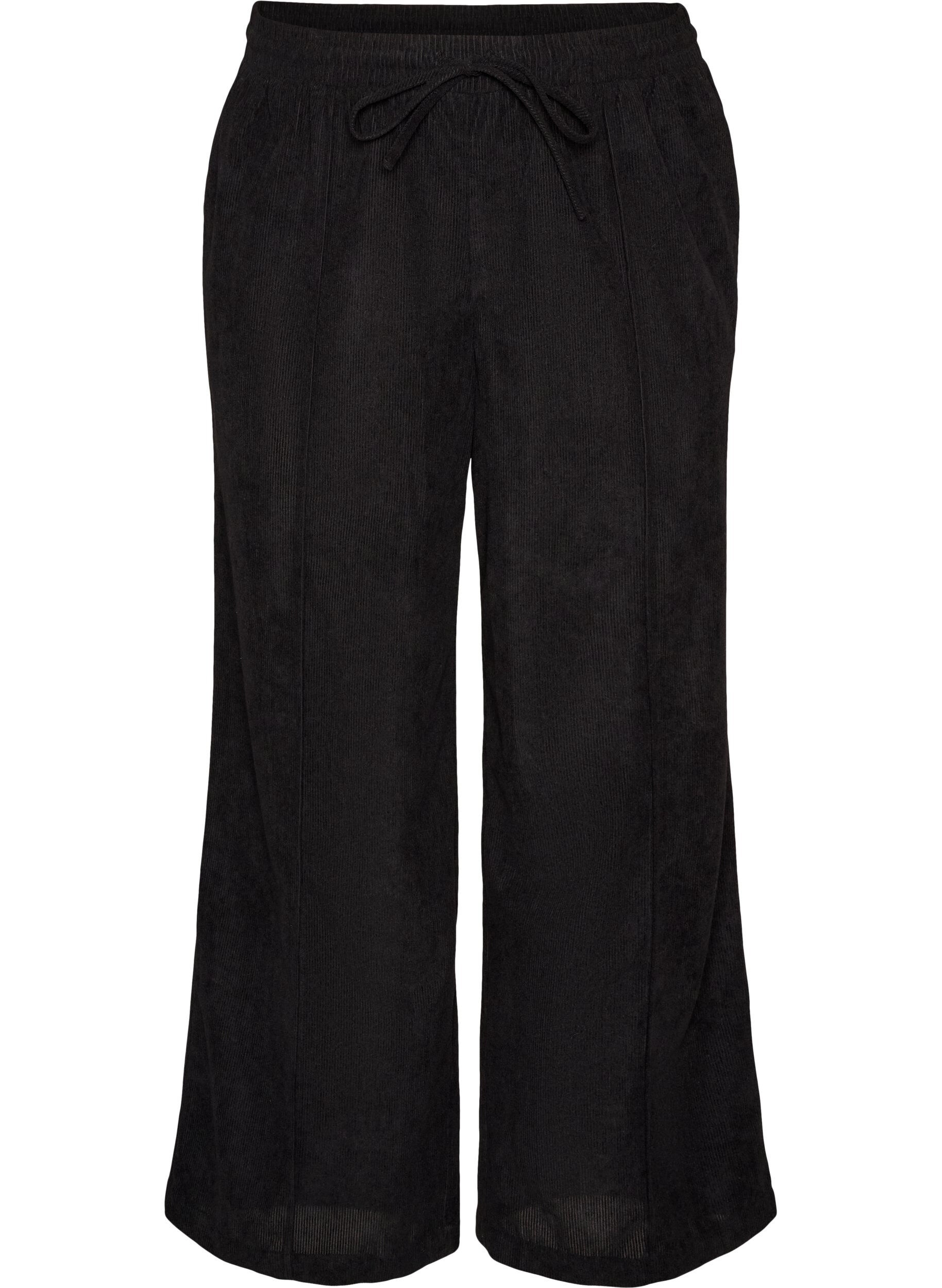 FLASH - Corduroy broek met wijde pijpen en een hoge taille