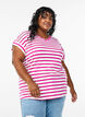 Gestreept T-shirt met V-hals, Roze, Model image number 0